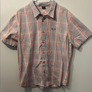 Oakley Men's Casual Plaid Shirt in Gray and Orange